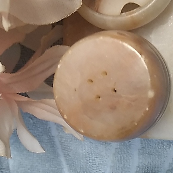 1960s Solid Marble 3 Piece Salt and Pepper Set - Picture 13 of 14